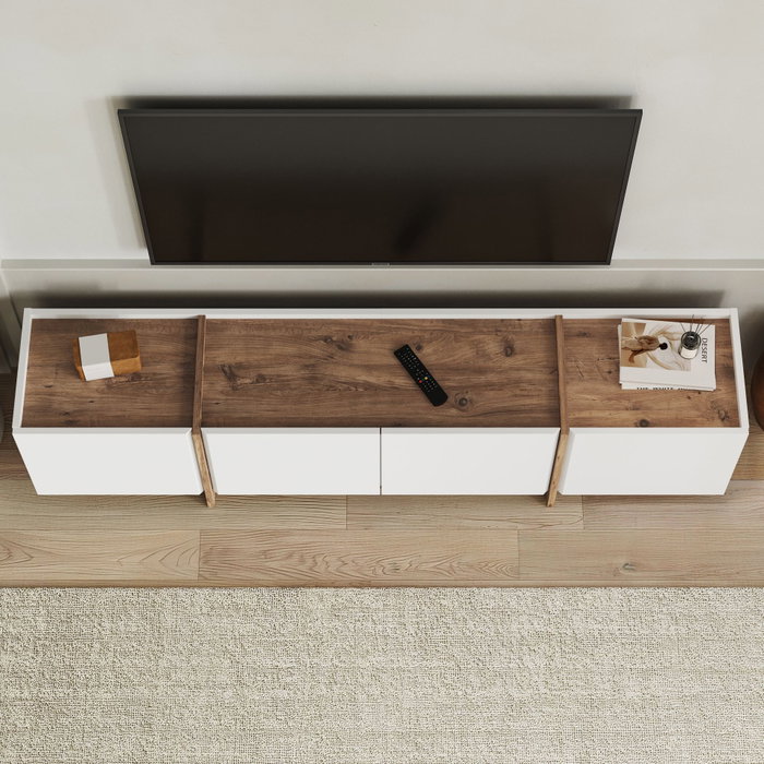 Nordure Lowen Soporte para TV Blanco y Pino Atlántico